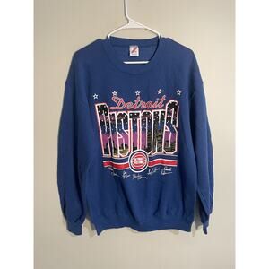 VTG 90's Detroit Pistons Back-2-Back NBA Championship Pullover 1989 1990 Size XL
